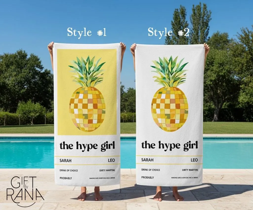 Custom Fruit Disco Beach Towel, Personalized Bachelorette Gift, Glam Strawberry, Lemon Pool Towel, Vegas Girls Trip Bridesmaid Favor