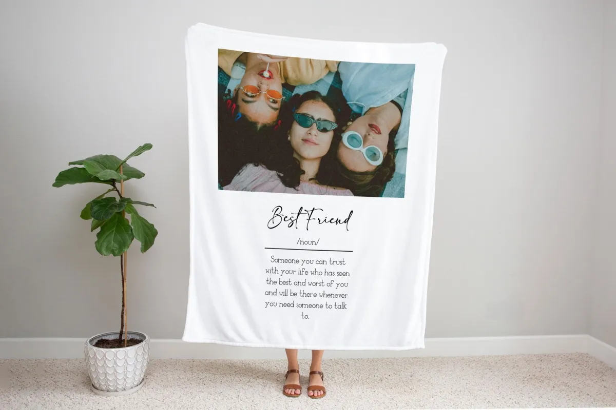 Best Friend Definition Blanket With Photo, Gift For Bestie, Personalized Photo Blanket, Friendship Gift, Christmas Gift, Soul Sisters