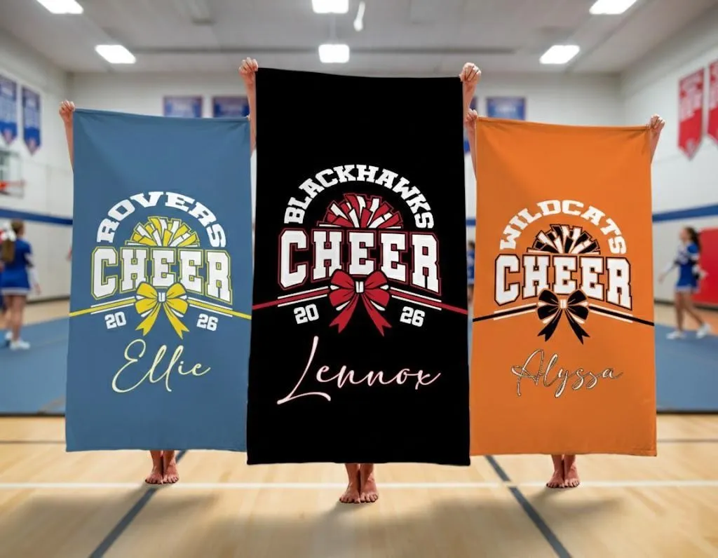 Custom Cheer Team Towel, Personalized Name Cheerleading Gift for Seniors, Cheer Moms & Coaches