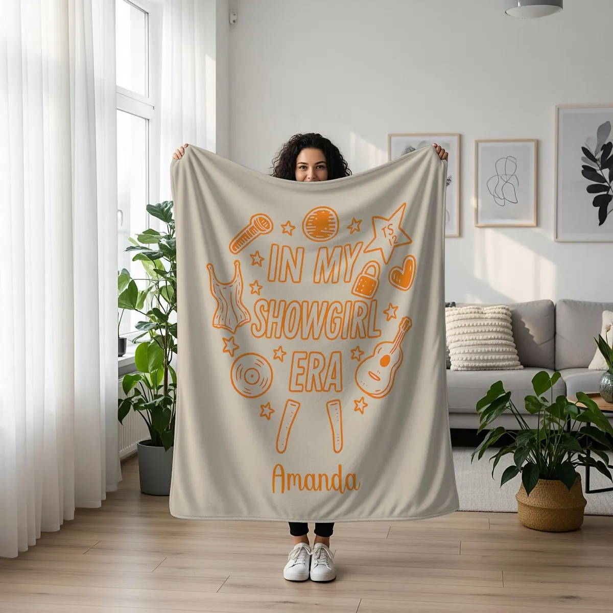 Personalized Showgirl Throw, Custom Name Blanket, Burlesque Dancer Gift, Theater Lover Cozy Blanket, Stage Performer Dance Gift