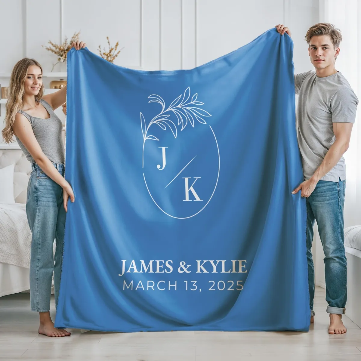 Custom Couples Throw Blanket, Personalized Wedding or Engagement Gift, Cozy Bridal Shower Present, Anniversary Blanket from Bridal Party