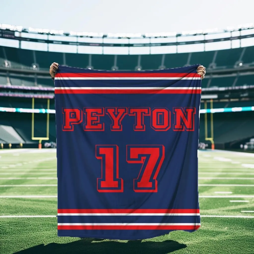 Sports Personalized Name & Number Blanket, Custom Sports Throw, Adults / Kids Blanket with Name,Custom School Team/Sport Team Unisex Blanket