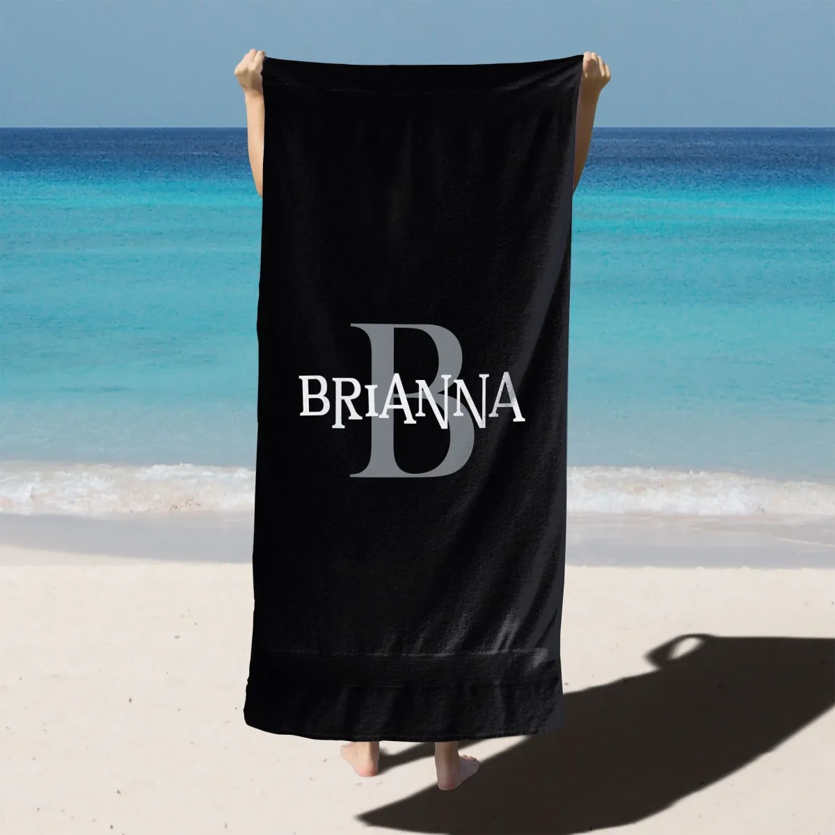 Black Name Beach Towel, Custom Name Beach Towel, Bride and Bridesmaid Custom Beach Towel, Personalized Beach Towel, Bachelorette Bride Towel