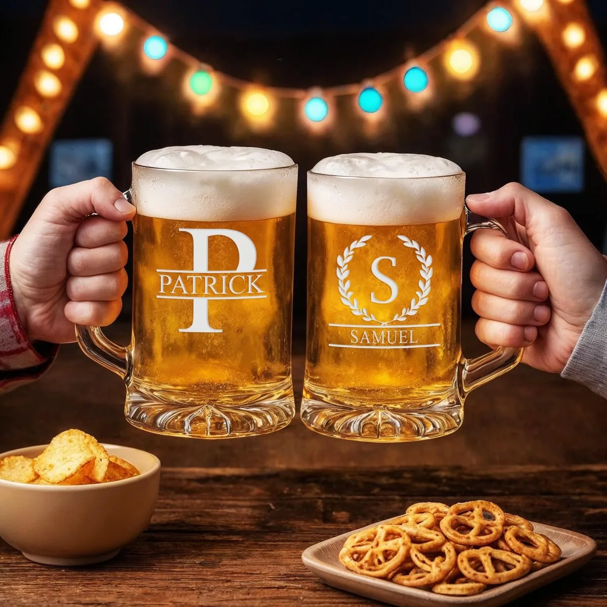 Personalized Beer Mug with Handle, Custom Engraved 14 & 25 oz Beer Glass, Laser Etched Beer Stein, Groomsmen Gift, Husband or Dad Gift