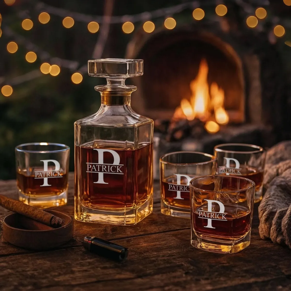 Personalized Whiskey Decanter Set, Engraved Bourbon Glasses, Custom Groomsmen Gift, Wedding Gift, Bourbon Lover Gift for Him, Christmas Gift
