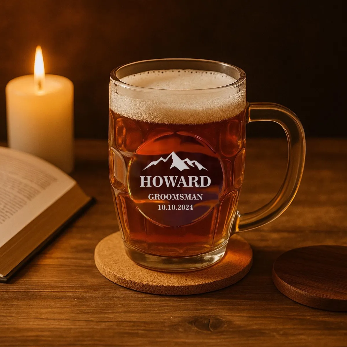 Personalized Groomsman Beer Mug, Engraved Glass Mug Gift for Groomsmen, Best Man, Wedding Party Gift, Bachelor Party Keepsake