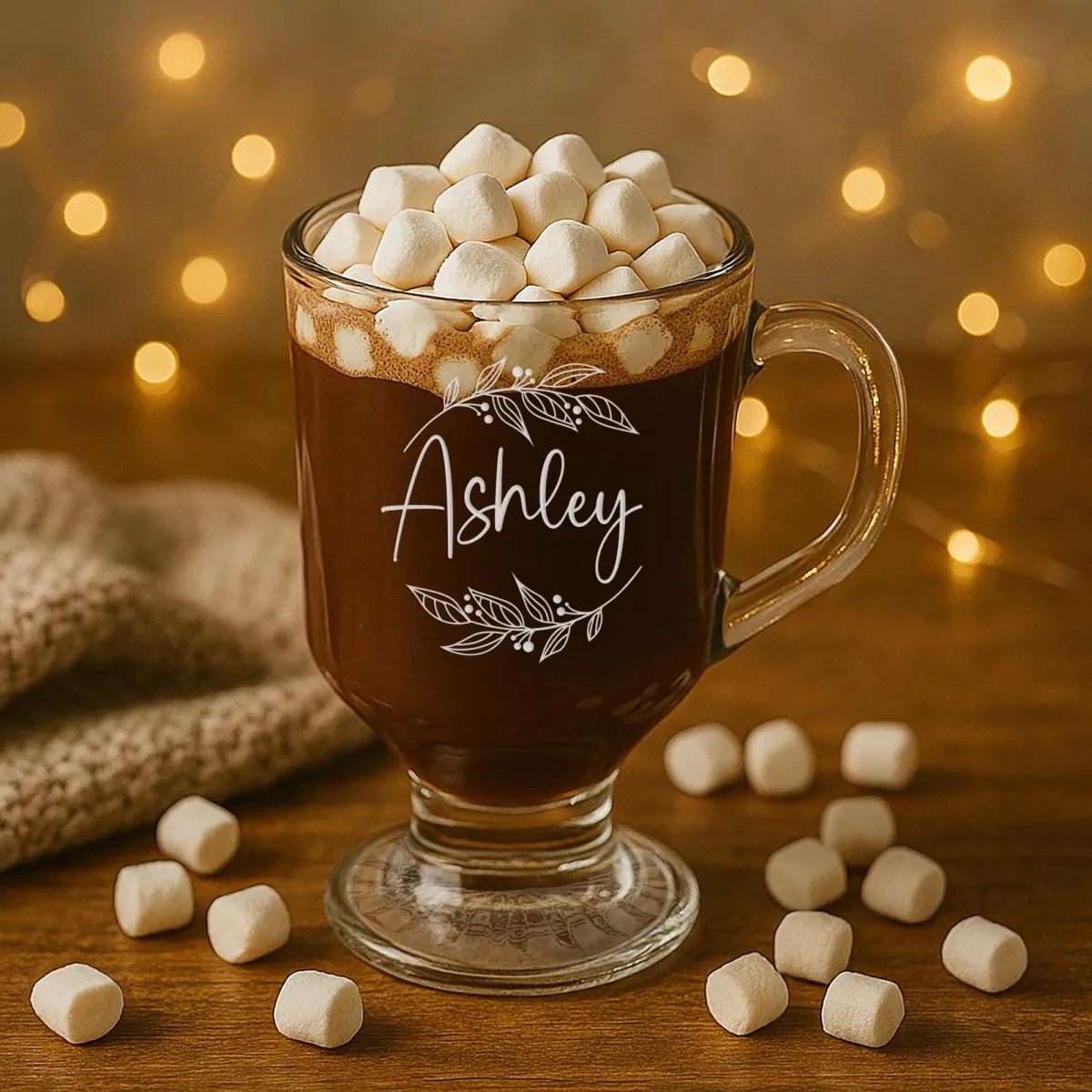 Personalized Clear Glass Latte Mug with Name, 10oz Custom Engraved Coffee Cup Gift for Her, Birthday, Bridesmaid, or Christmas Present