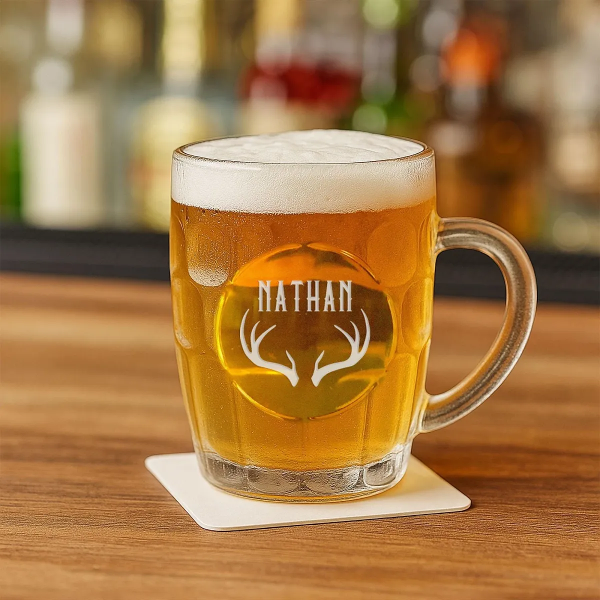 Personalized Beer Mug with Handle – Custom Engraved 20oz Beer Glass, Groomsmen Gift, Best Man Gift, Wedding Party Favor, Husband or Dad Gift