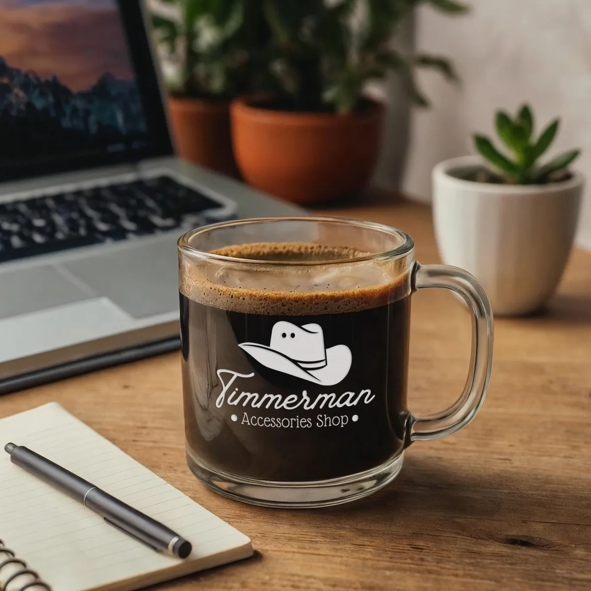 Custom Logo Glass Coffee Mug – Laser Engraved Company Mug, Personalized Business Logo Mug, Employee Appreciation Gift, Promotional Glass Mug