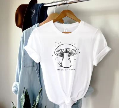 Minimalist Illustration Mushroom Shirt, Botanical Shirt, Plant Shirt, Hippie Shirt, Nature Lover Shirt, Cute Baby Onesie, Vintage Plant Tee