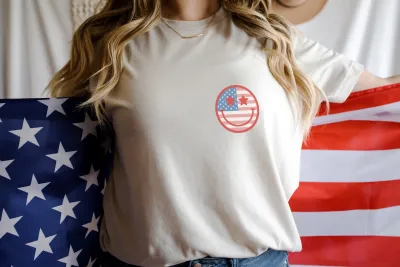 Retro Smiley USA Flag Shirt, 4th of July Tee, Retro Funny Fourth Shirt, Womens 4th Of July Shirt, America Patriotic Shirt, Independence