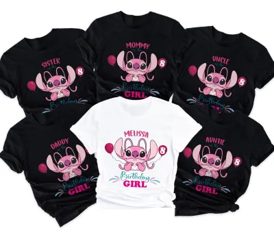Stitch Angel Birthday Shirt, Personalized Birthday Shirt, Custom Angel Birthday Shirt, Angel Birthday Girl Tee, Angel Birthday Family Shirts