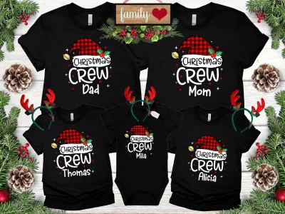 Custom Christmas Crew Shirt, Family Matching Christmas Shirt, Matching Family Christmas Shirts, Winter Holidays Shirts, Christmas Gift Tee