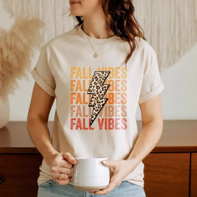 Fall Vibes Shirt, Pumpkin Shirt, Cute Fall Leopard Shirt, Halloween Shirt, Thanksgiving Shirt, Autumn T-Shirt, Fall Gift For Women, Vintage