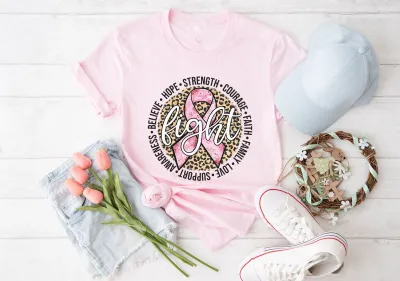 Fight Breast Cancer Shirt, Leopard Breast Cancer Tee, Cancer Shirt, Cancer Support Shirt, Breast Cancer Awareness Tee, for Gift