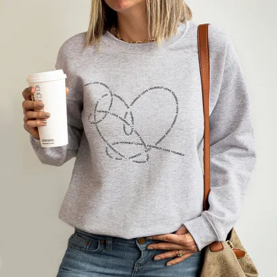 Love Yourself Heart Sweatshirt, Love Yourself Tear Shirt, Heart Shirt, Love Shirt, Custom Sweatshirt, Soft Sweatshirt , Love Sweatshirt
