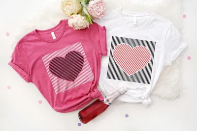 Retro Valentines Heart T-shirt, Cute Love T-shirt, Womens Valentines Hearts Shirt, Teacher Valentine T-shirt Gift, Valentine Couple Shirt