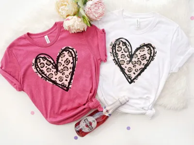 Valentines Day Shirt, Leopard Print Heart Shirt, Valentines Day Shirts For Women,Heart Shirt, Cute Valentine Shirt, Valentines Day Gift