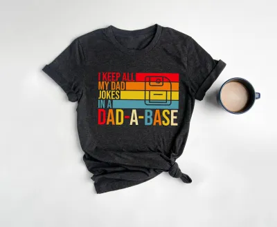 I Keep All My Dad Jokes In A Dadabase Shirt, Funny Dad T-Shirt, Retro Daddy Shirt, Father's Day Gift, Gift for Daddy, Retro Floppy Disk Tee
