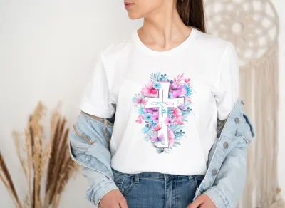 Faith Flower Shirt, Religious Shirt, Faith Shirt, Christian Mom Floral Tee, Floral Women's Christian, Jesus Shirt Christian Gifts