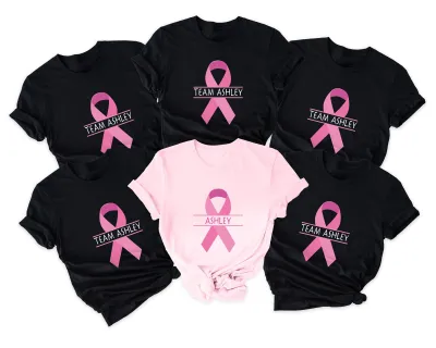 Personalized Team Cancer Shirt, Breast Cancer T-shirt, Cancer Awareness T-shirt, Cancer Support Team Shirt, Motivational Cancer Ribbon Shirt
