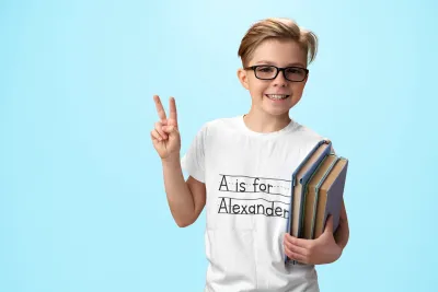 Custom Alphabet Shirt, Personalized School Shirt, Kids Name Shirt, Back to School Tee, First Day of Class T-Shirt Gift for Girl and Boy