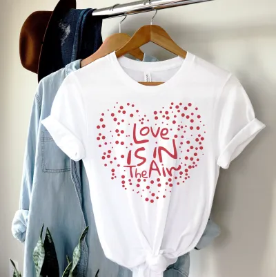 Love is in the Air Valentine's Day Shirt,Big Love Heart Shirt, Couples Gift, Couple Matching, Cute Valentine Tee, Valentines Gift for Her