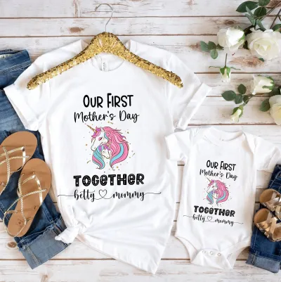 Our First Mother's Day Shirts, Matching Mommy And Me Shirt, Custom Mother's Day Shirt, Unicorn Mommy And Me Shirt, 1st Mothers Day Outfit