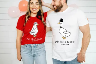 Custom Mr. and Mrs. Silly Goose Shirt, Personalized Wedding Shirt, Funny Couple Tee, Custom Silly Goose T-Shirt, Matching Couple Shirt