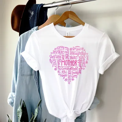 Mother Heart in Sayings TShirt, Mother’s Day Shirt, Mom Shirt, Shirt for Mom, Gift for Mom, Mothers Day Gift, Mama Shirt, Mommy Tee, Mom Tee