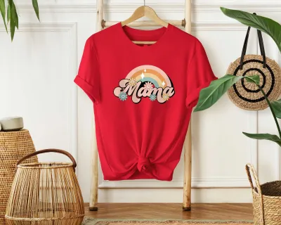 Mama Rainbow Shirt, Cute Hippie Flower T-shirt, Retro Mama Shirt, Floral Mama Shirt, Daisy Mama Shirt, Hippie Daisy Mother Gift