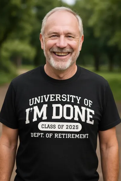 Funny Retirement Shirt, University of I'm Done Shirt, Dept of Retirement, Retired Gift, Humorous Retiree T-Shirt, End of Career Tee, Retired