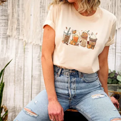 Fall Coffee Shirt, Hot Coffee Shirt, Coffee Lovers Shirt, Cute Fall Shirt, Pumpkin Latte Drinks Shirt,Thanksgiving Shirt,Pumpkin Spice Shirt