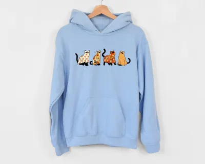 Ghost Cats Hoodie, Funny Halloween Sweatshirt , Halloween Cat Hoodie, Cat Lover Shirt, halloween Pullover, Unisex Crewneck, Unisex Hoodie