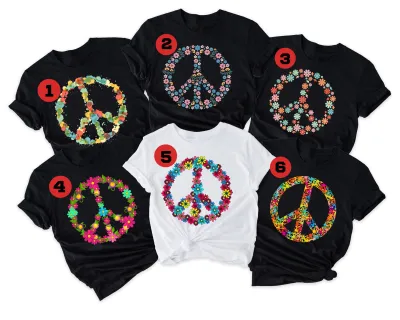 Love And Peace Shirt, Flower Hippie Shirt, Peace Sign Lover Floral Crop Tee, Festival T-Shirts, Wildflower Party Present, Botanical Gifts