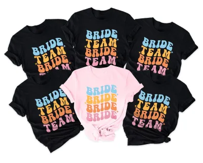 Retro Bride Bridesmaid Shirt, Retro Bride Team Shirt Bridal Party Shirt, Groovy Bachelorette Theme Party Tee, Bride Team Shirt Groovy