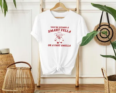 You're Either A Smart Fella Or A Fart Smella Shirt, Retro Cartoon Gift Tshirt, Meme T Shirt, Trash Panda Tee, Best Friend T-shirt