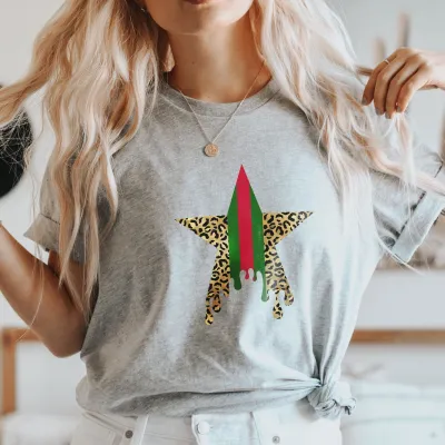 Leopard Print Dripping Distressed Star T Shirt, Fashion Lover Gift, Leopard Printed Star, Casual Shirt, Melting Star Shirt, Gift for Her