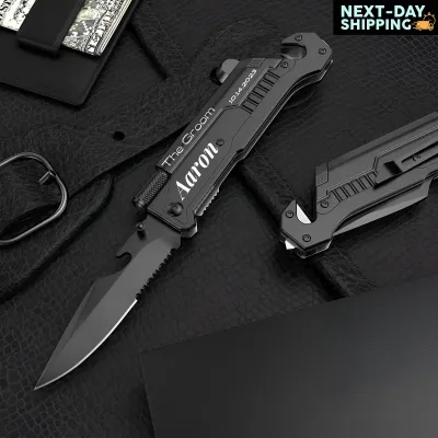 Personalized Engraved Tactical Knife, Custom Pocket Knife, Personalized Gift for Men, Groomsman Gift, Gift for Dad, Gift for Him