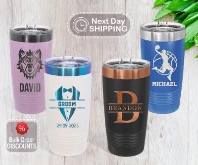 Personalized 20oz Tumbler, Laser Engraved Tumbler, Custom Tumbler Gift, Bulk Order, Monogram Cup, Custom Logo, Christmas Gift, Gift for Dad