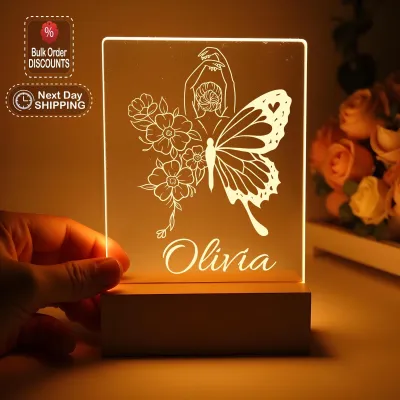 Personalized LED Night Light, Custom Name Engraved Bedside Lamp, Unique Nursery Decor, Child's Room Gift for Boys & Girls, Christmas Gift