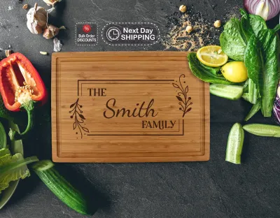 Personalized Laser Engraved Cutting Board, Bamboo Charcuterie Board, Wedding and housewarming gift, Valentines day Gift, Mother Day Gift