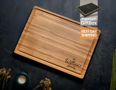 Personalized Laser Engraved Cutting Board, Bamboo Charcuterie Board, Housewarming gift, Family Gift, Mother Day Cutting Board Gift