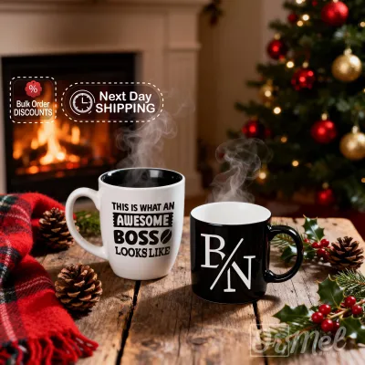 Personalized Laser Engraved Ceramic Mug, Office Bistro Mug, Custom Engraved Coffee Mug, Colorful Coffee Cup for Coworkers, Custom Logo Mug