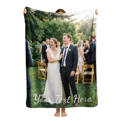 Personalized Photo Blanket with Text, Customized Blanket Throws with Picture, Gift for Mom Dad Couple Husband & Wife