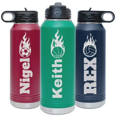 Custom Personalized Laser Engraved 12 20 32 40 oz Kids Water Bottles with Name & 20 Kids Icon