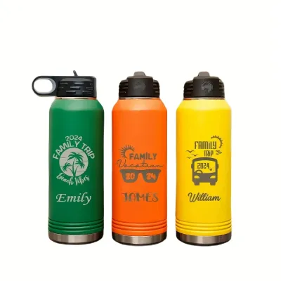 Personalized Laser Engraved 20 32 40 oz Water Bottle with Name & Text
