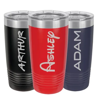 Custom Personalized 20 Oz Tumbler with Name & Lid, Laser Engraved 20 Oz Stainless Steel Travel Mug Cup