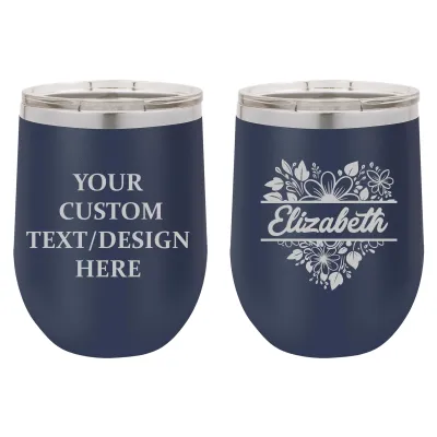 Personalized 12 oz Insulated Stemless Wine Tumbler with Lid