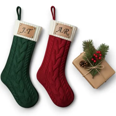 Personalized Christmas Stocking 13” Large Knitted Custom Name Family Stocking, Custom Christmas Stocking with Name